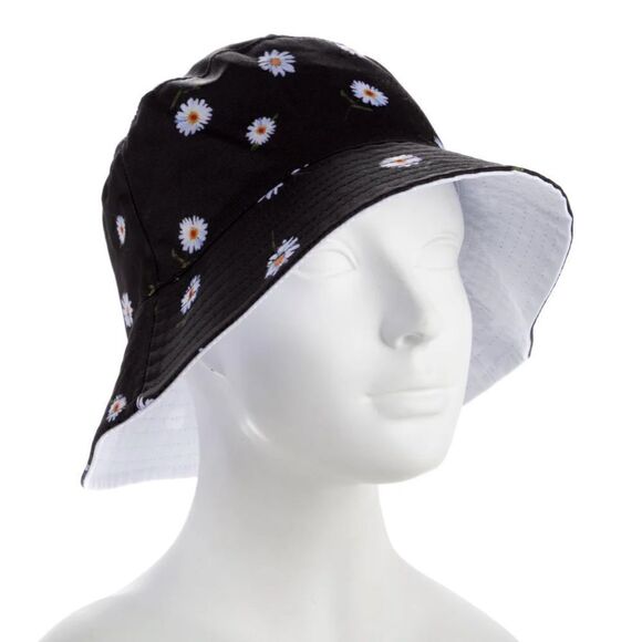 Alice + Olivia X Stacey Bendet NEW Black Reversible Sunflower Bucket Hat - Picture 5 of 12